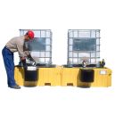Ultra-With Drain Twin IBC Spill Pallet w/ 2 Bucket Shelves 