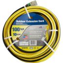Voltec 05-00351 10/3 SJTW Outdoor Extension Cord with Lighted End, 100-Foot, Yellow with Black Stripe