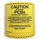 6" x 6" CAUTION CONTAINS PCBs 500 count Roll