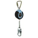 FallTech 82710SC1 DuraTech 10' Compact Web SRL - 10' Compact Web SRD, Steel Carabiner with Captive Pin, and Steel Snap Hook Leg-end Connector, 10', Blue/Black