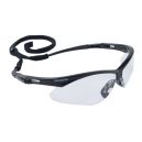 Nemesis Safety Glasses Clear Lens/Black Frame w/cord 